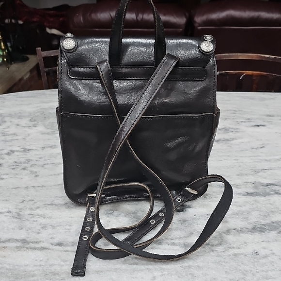 Black Leather Backpack with Renaissance Coins Silver Accents - Picture 2 of 16
